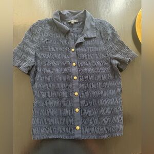 Jcrew Blue collard ruffle shirt